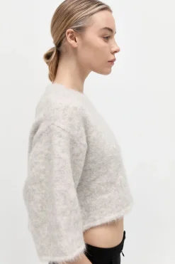 Tops*St. Agni Alpaca Cropped Tee - Light Grey