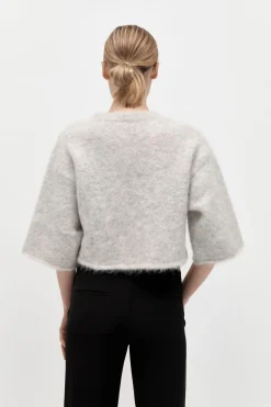 Knitwear*St. Agni Alpaca Cropped Tee - Light Grey