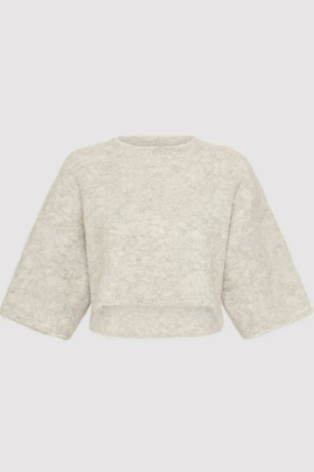 Knitwear*St. Agni Alpaca Cropped Tee - Light Grey