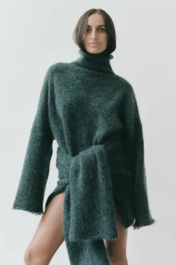 Knitwear*St. Agni Alpaca Funnel Neck Sweater - Sea Green