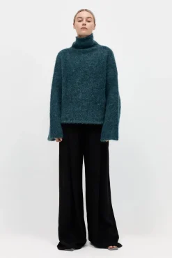 Jumpers*St. Agni Alpaca Funnel Neck Sweater - Sea Green