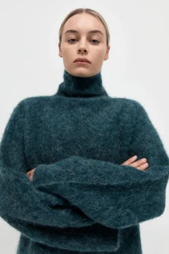 Jumpers*St. Agni Alpaca Funnel Neck Sweater - Sea Green