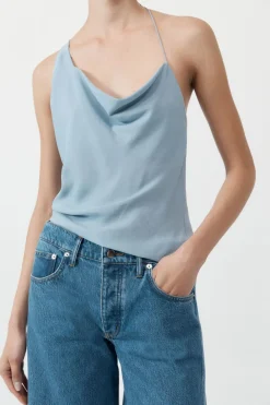 Tops*St. Agni Asymm Drape Top - Stone Blue
