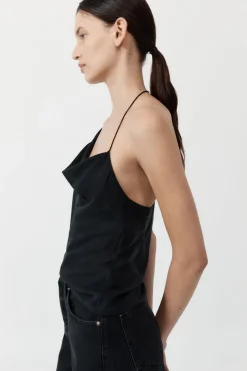 Tops*St. Agni Asymm Drape Top - Washed Black