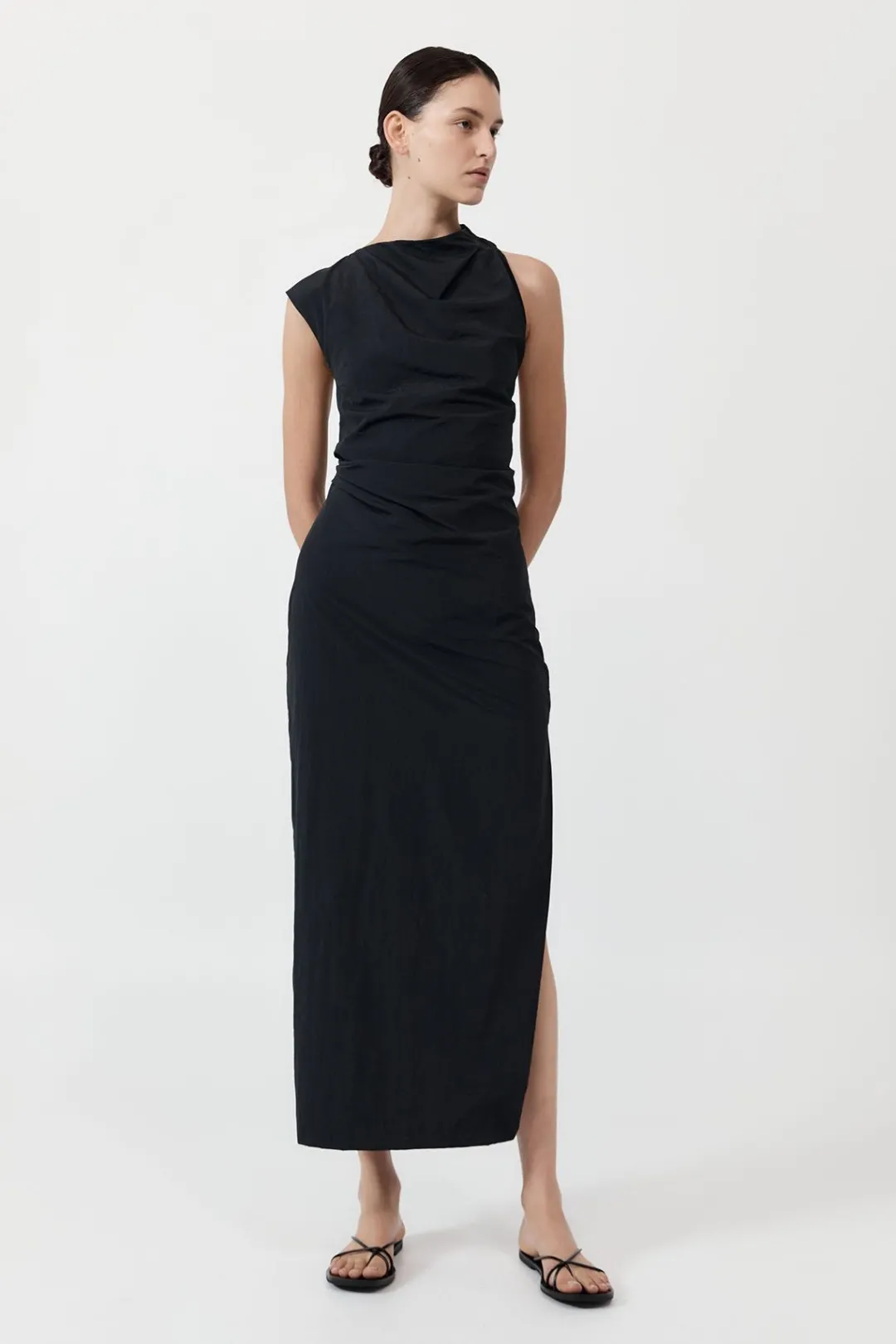 Dresses*St. Agni Asymm Tuck Dress - Black