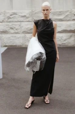Dresses*St. Agni Asymm Tuck Dress - Black