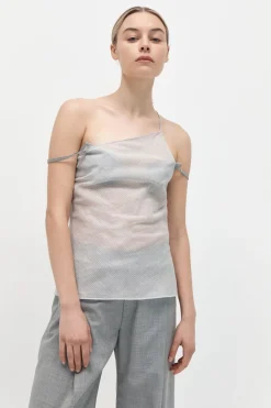 Tops*St. Agni Asymmetric One Shoulder Top - Sheer Stripe