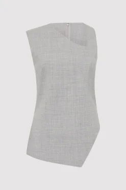 Tops*St. Agni Asymmetrical Neck Top - Grey Heather