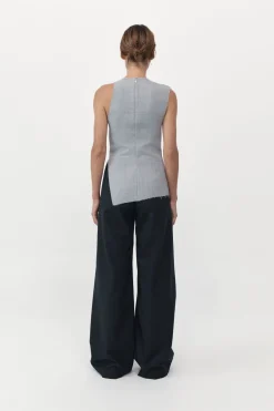 Tailoring*St. Agni Asymmetrical Neck Top - Grey Heather