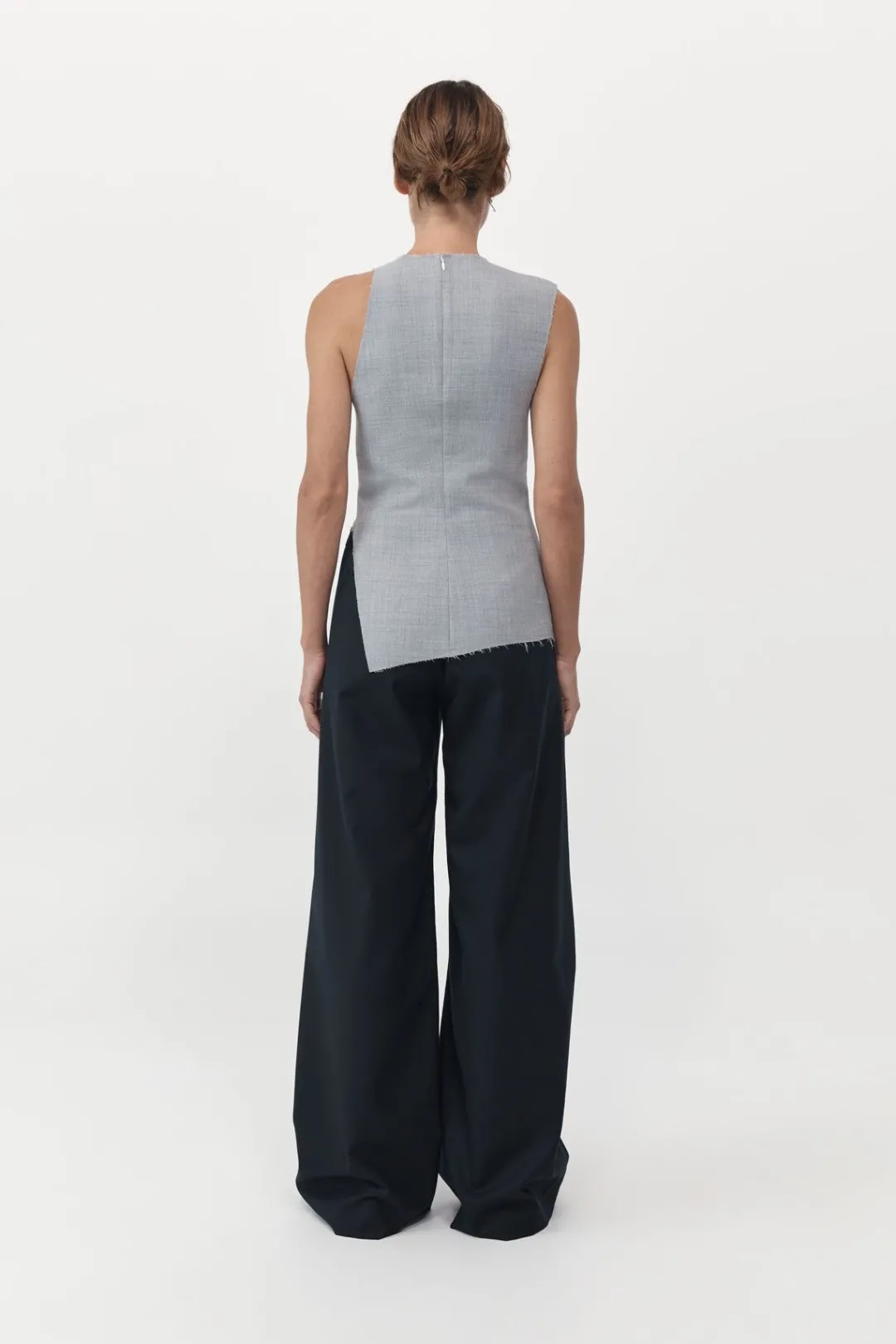 Tailoring*St. Agni Asymmetrical Neck Top - Grey Heather