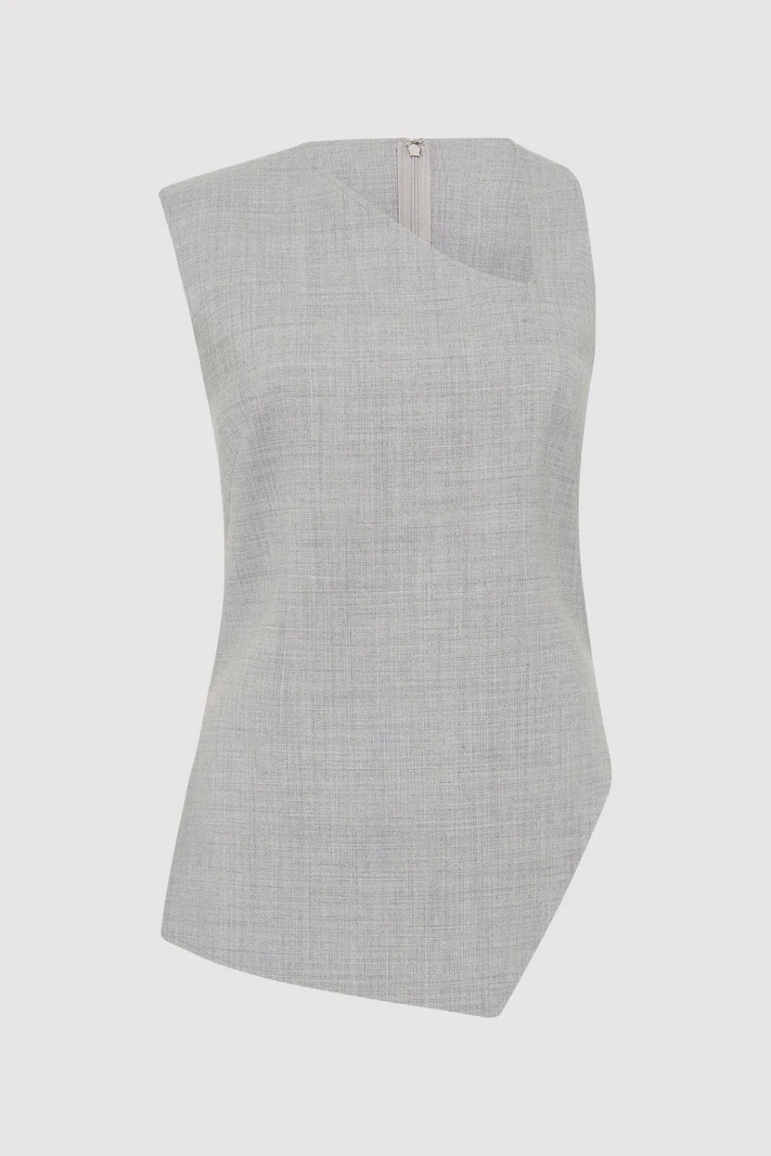 Tailoring*St. Agni Asymmetrical Neck Top - Grey Heather