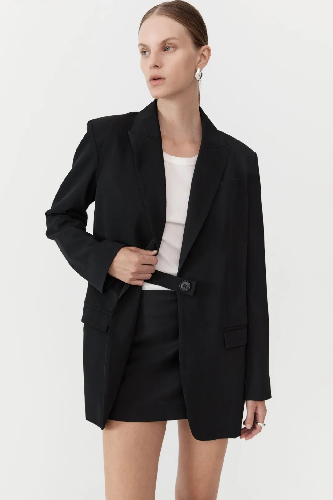 Unisex*St. Agni Belt Detail Blazer - Black