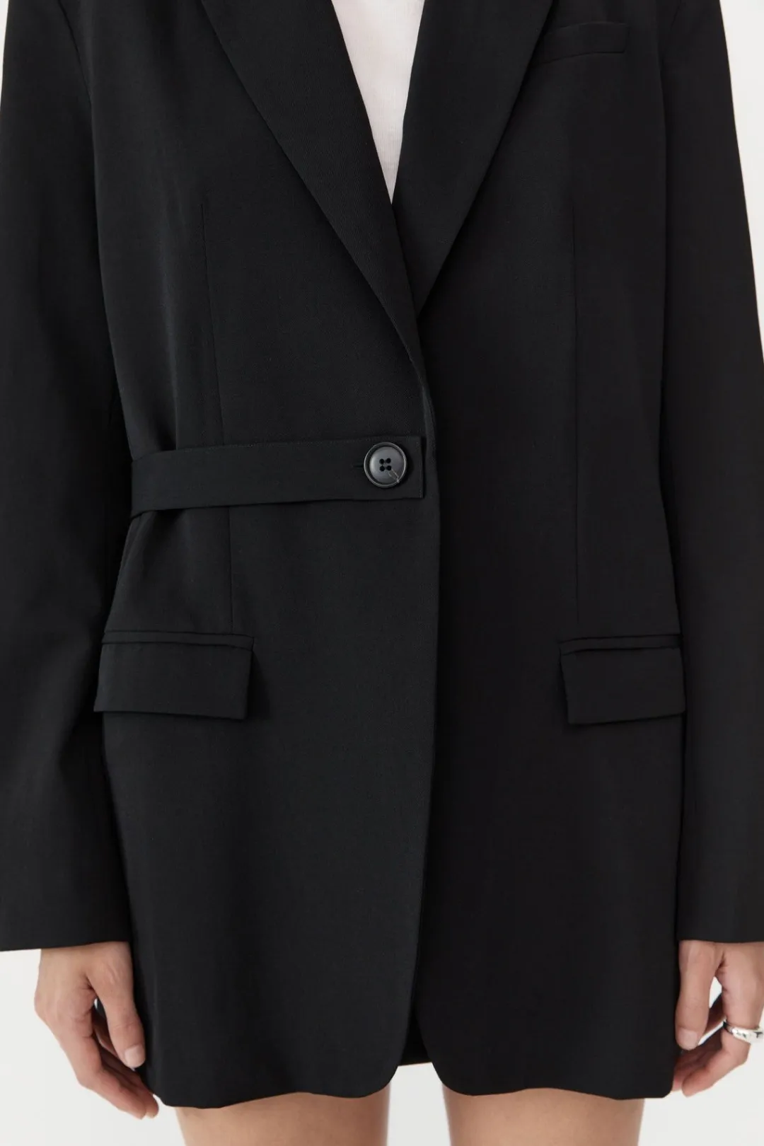 Unisex*St. Agni Belt Detail Blazer - Black