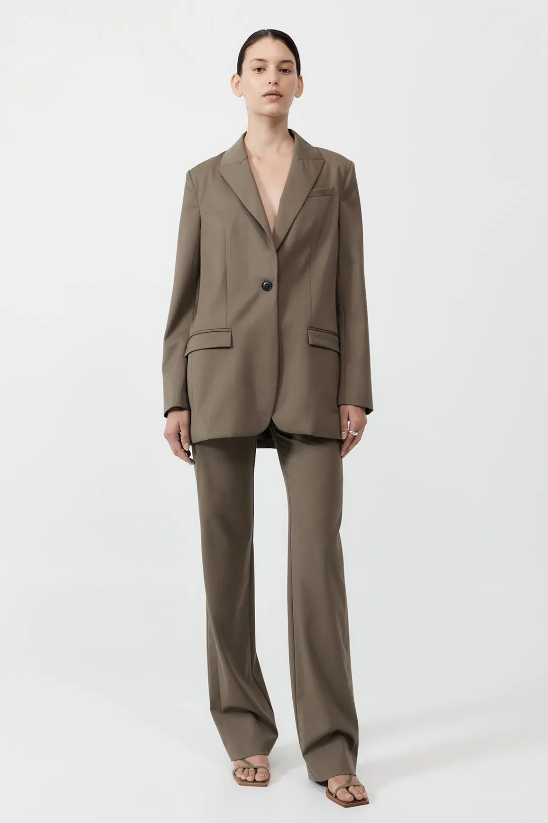 Tailoring*St. Agni Belt Detail Blazer - Kelp