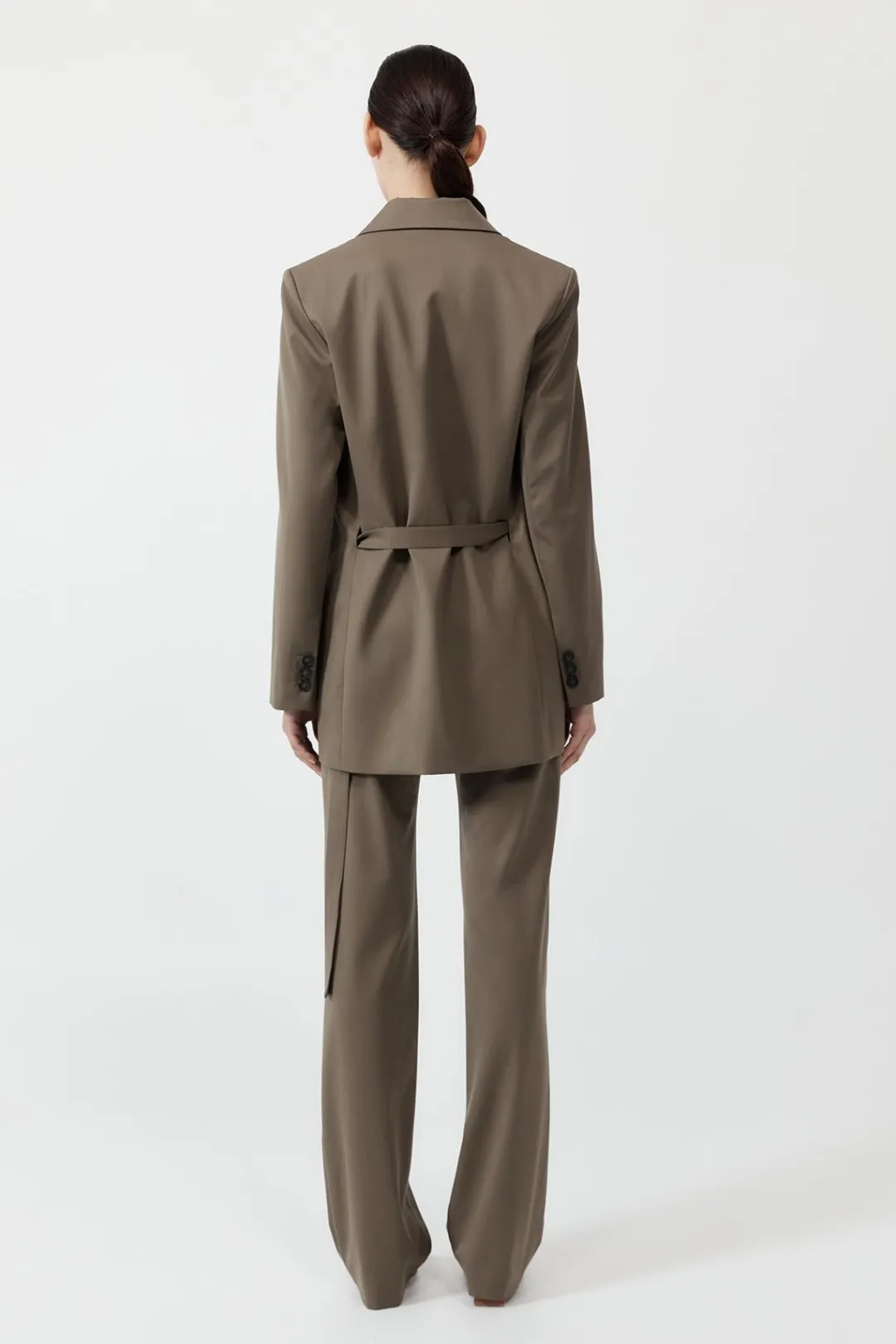 Unisex*St. Agni Belt Detail Blazer - Kelp
