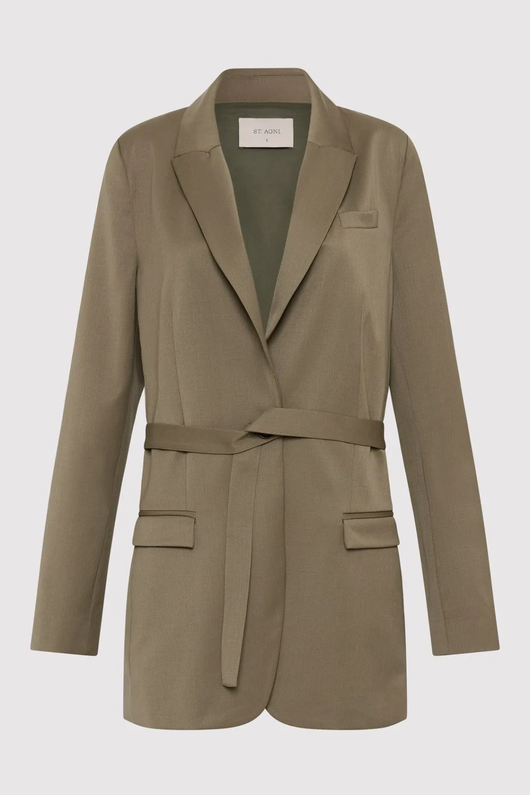 Unisex*St. Agni Belt Detail Blazer - Kelp