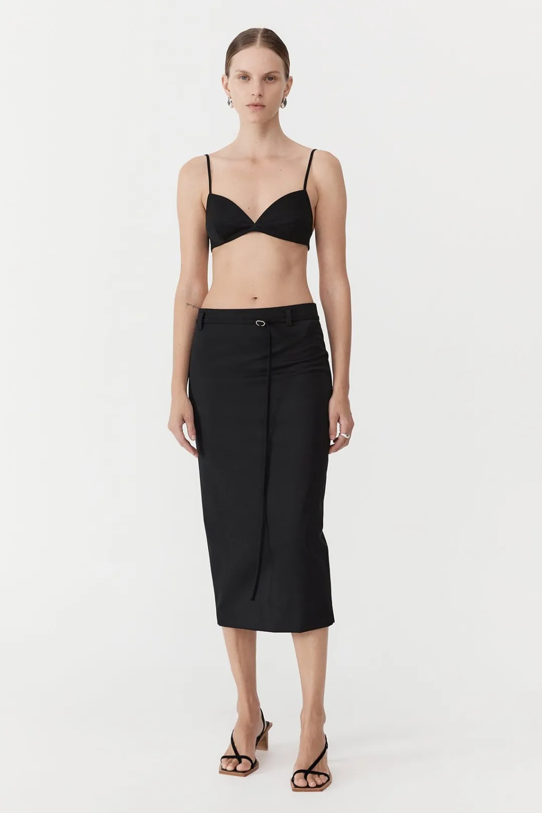 Tailoring*St. Agni Belted Pencil Skirt - Black