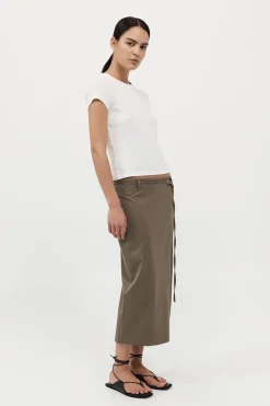 Tailoring*St. Agni Belted Pencil Skirt - Kelp