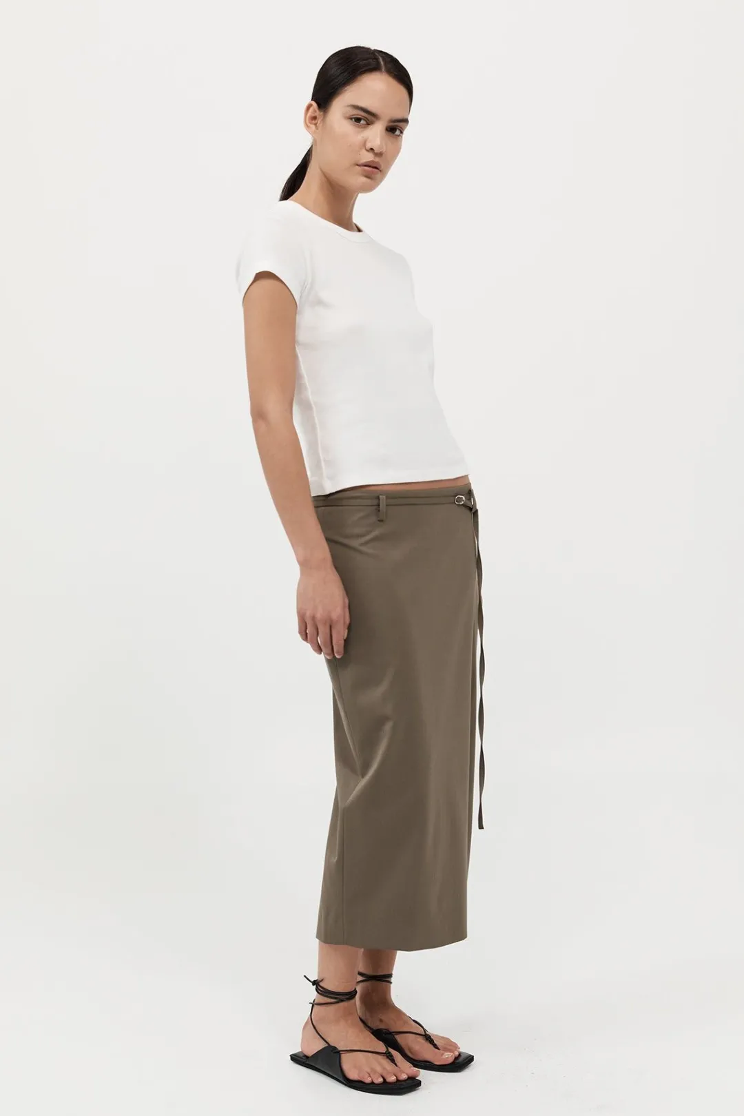 Tailoring*St. Agni Belted Pencil Skirt - Kelp
