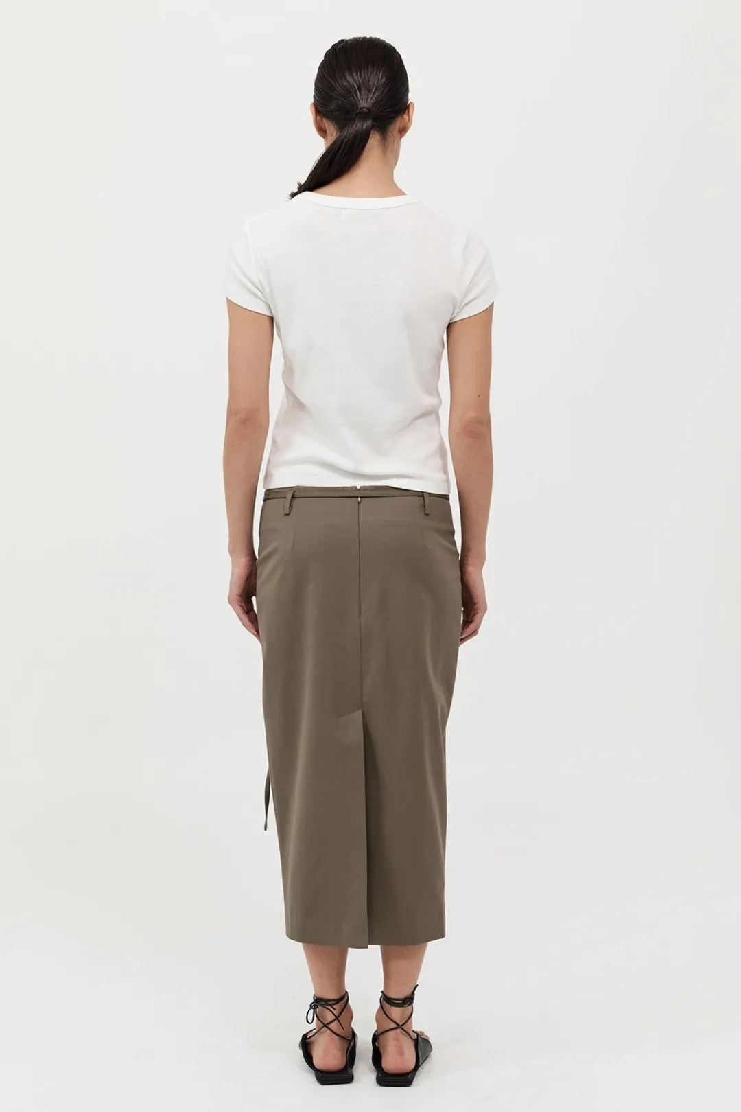 Tailoring*St. Agni Belted Pencil Skirt - Kelp