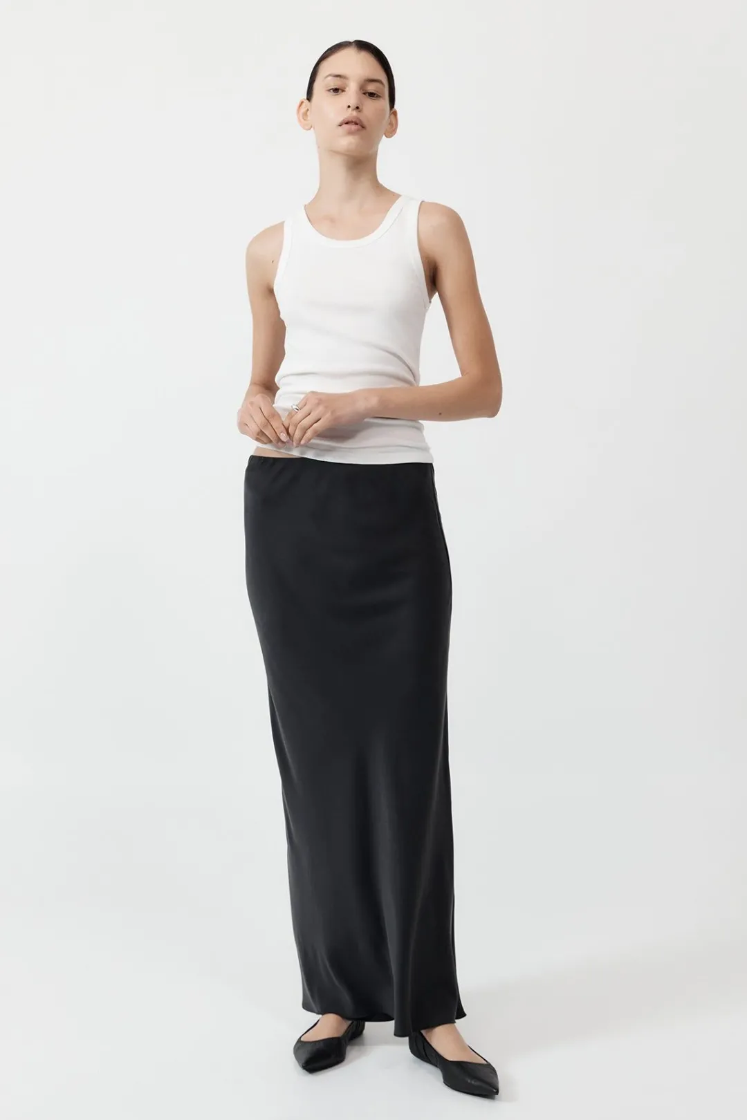 Skirts*St. Agni Bias Slip Skirt - Black