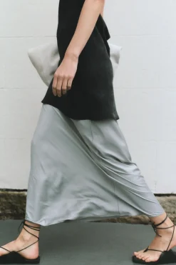 Skirts*St. Agni Bias Slip Skirt - Silver