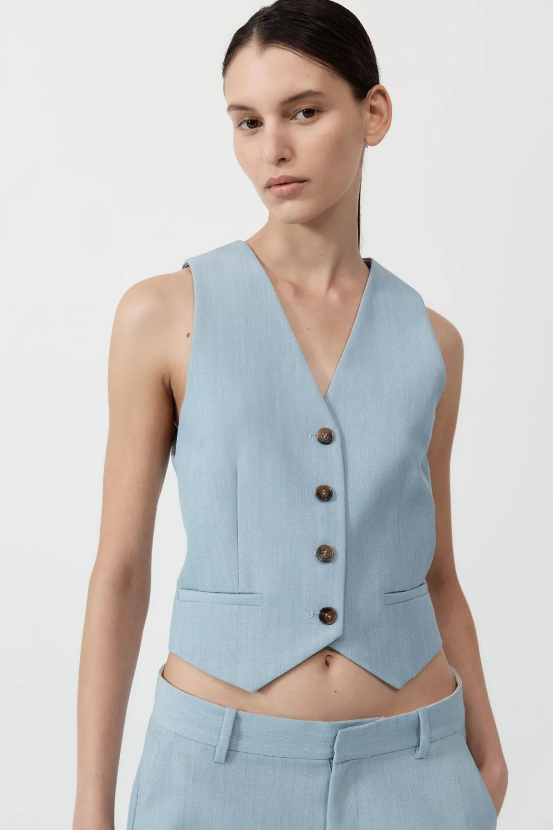 Tailoring*St. Agni Carter Vest - Stone Blue