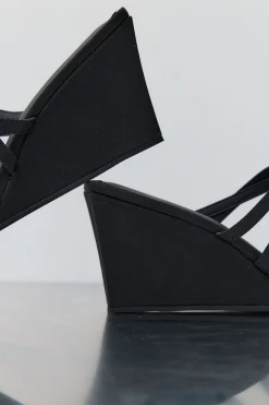 Heels*St. Agni Cross Strap Wedge - Black