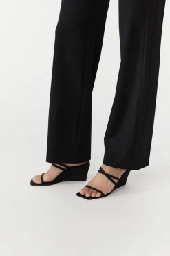 Wedges*St. Agni Cross Strap Wedge - Black