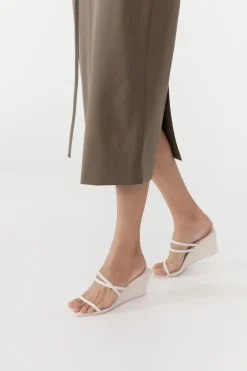Heels*St. Agni Cross Strap Wedge - Ivory