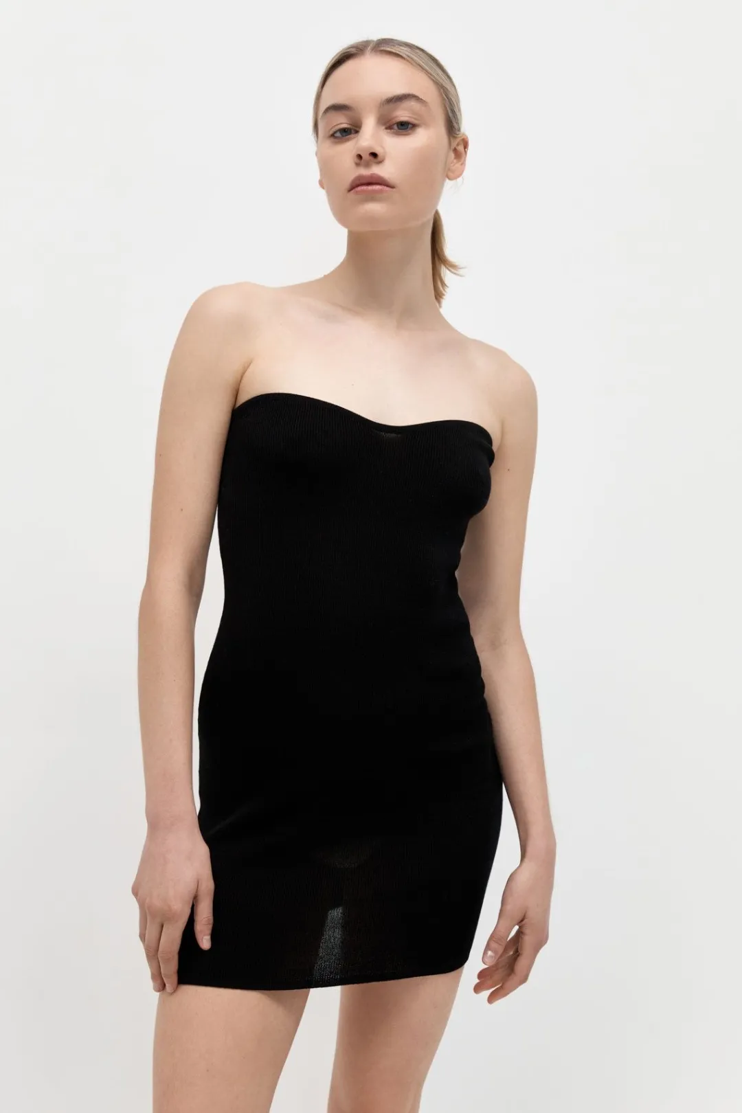 Knitwear*St. Agni Curve Knit Mini Dress - Black