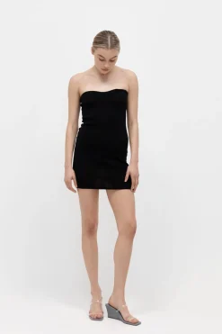 Knitwear*St. Agni Curve Knit Mini Dress - Black