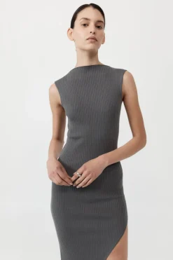 Knitwear*St. Agni Cut Away Knit Dress - Stone Grey