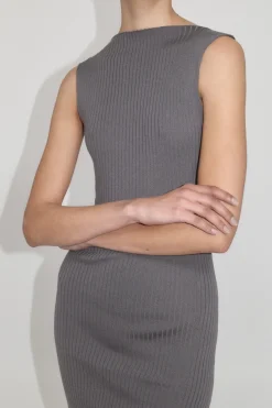 Knitwear*St. Agni Cut Away Knit Dress - Stone Grey