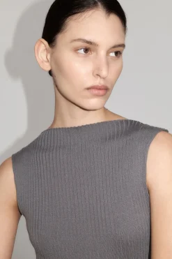 Knitwear*St. Agni Cut Away Knit Dress - Stone Grey