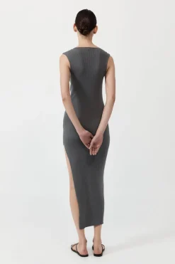 Knitwear*St. Agni Cut Away Knit Dress - Stone Grey