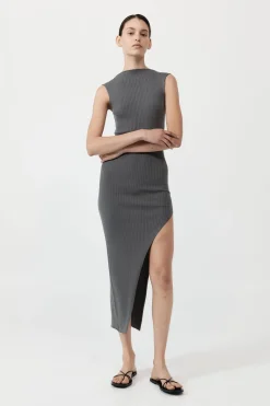 Dresses*St. Agni Cut Away Knit Dress - Stone Grey