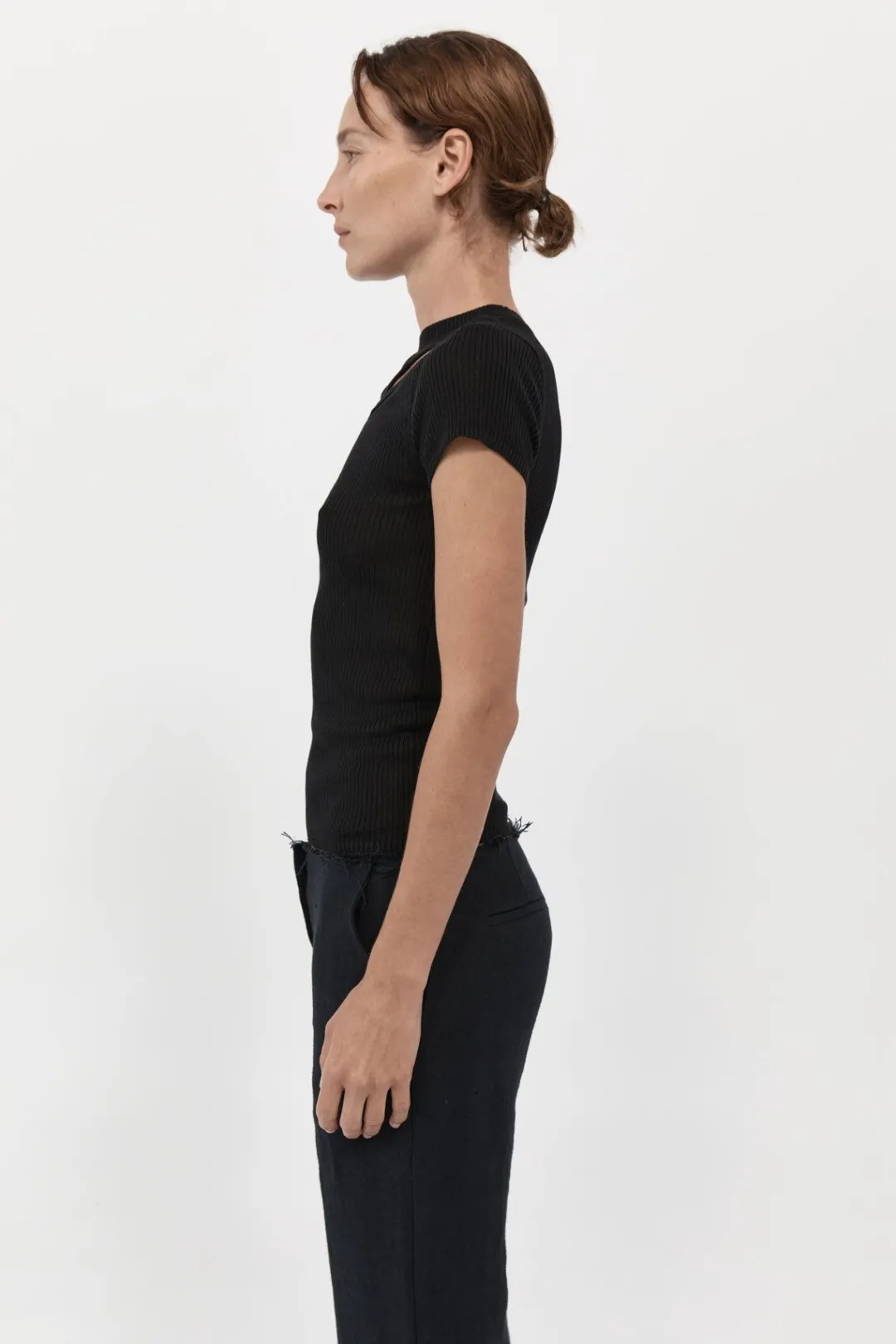T-Shirts*St. Agni Cut Out Knit Tee - Black