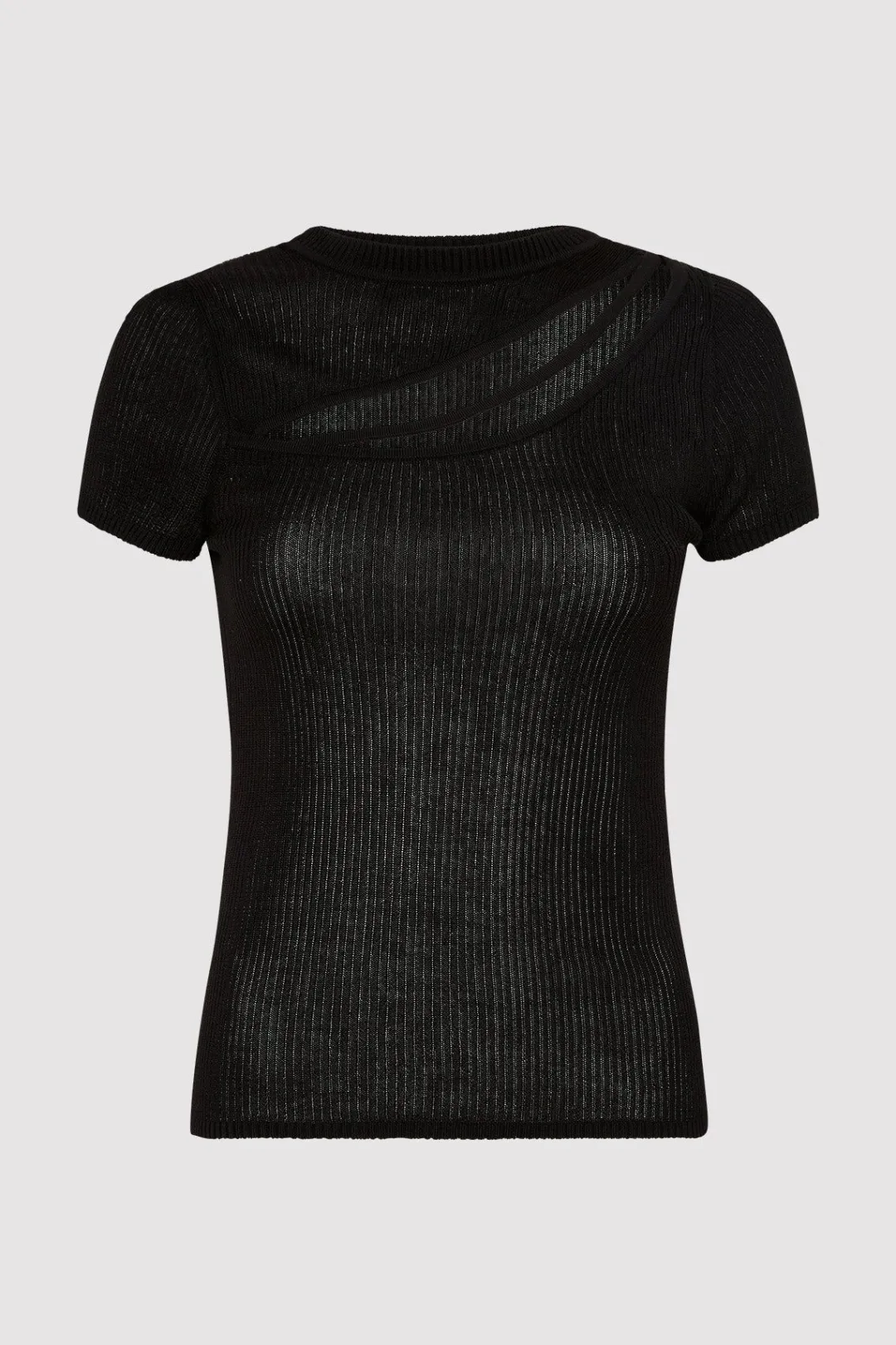 T-Shirts*St. Agni Cut Out Knit Tee - Black