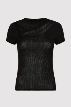 Tops*St. Agni Cut Out Knit Tee - Black