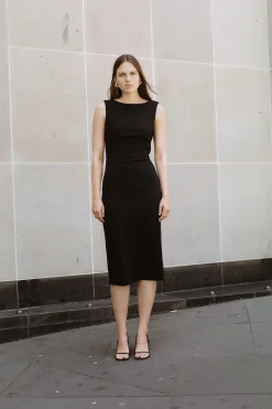 Tailoring*St. Agni Cut Out Midi Dress - Black