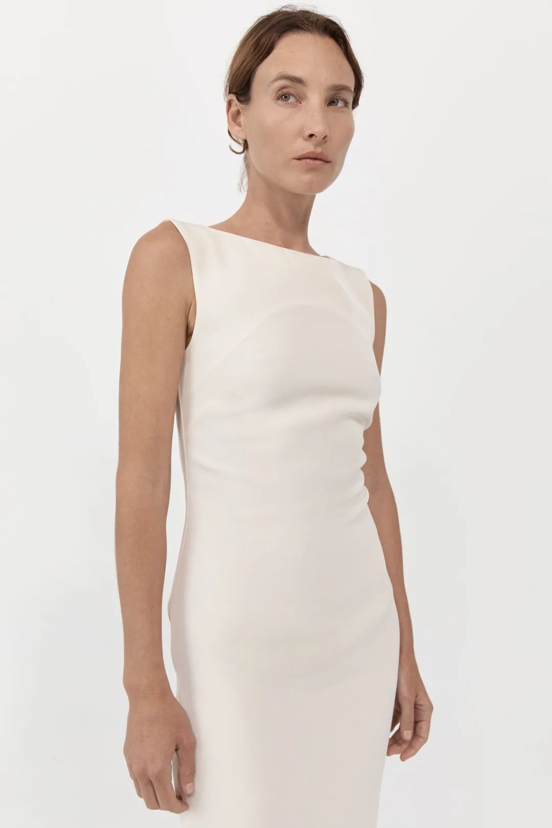 Tailoring*St. Agni Cut Out Midi Dress - Cool White