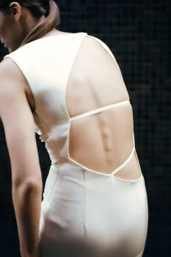 Tailoring*St. Agni Cut Out Midi Dress - Cool White