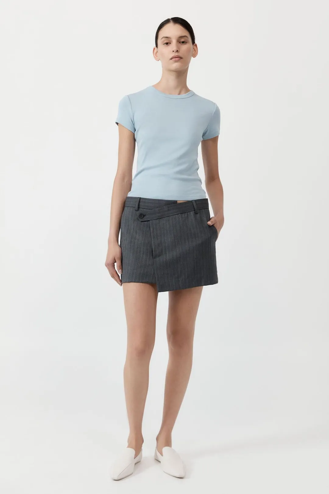 Skirts*St. Agni Deconstructed Mini Skirt - Stone Blue Stripe