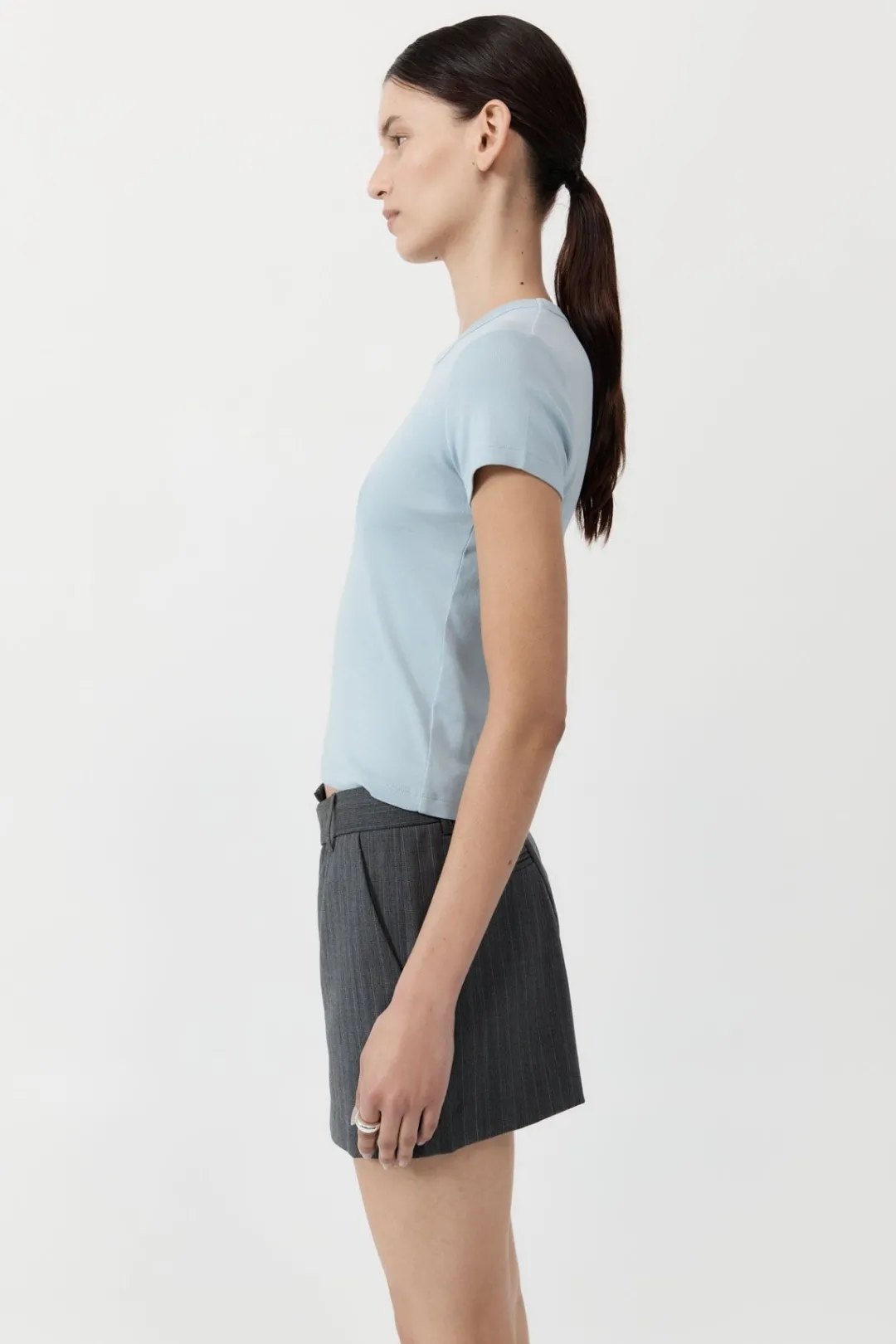 Tailoring*St. Agni Deconstructed Mini Skirt - Stone Blue Stripe