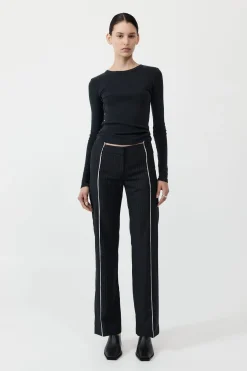 Pants*St. Agni Deconstructed Pinstripe Trousers - Black