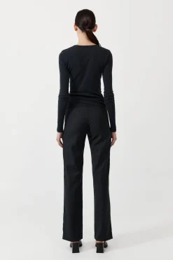 Pants*St. Agni Deconstructed Pinstripe Trousers - Black