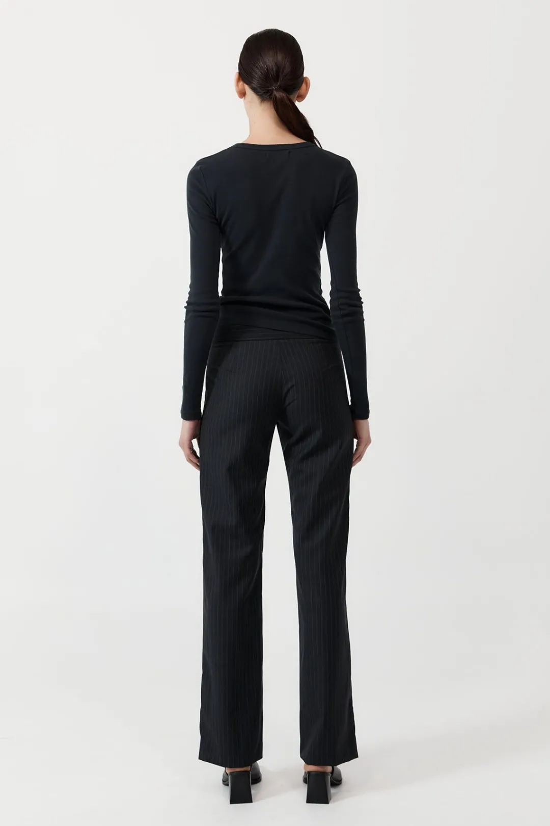 Pants*St. Agni Deconstructed Pinstripe Trousers - Black