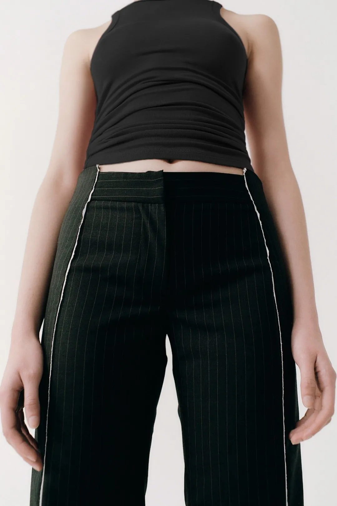 Pants*St. Agni Deconstructed Pinstripe Trousers - Black