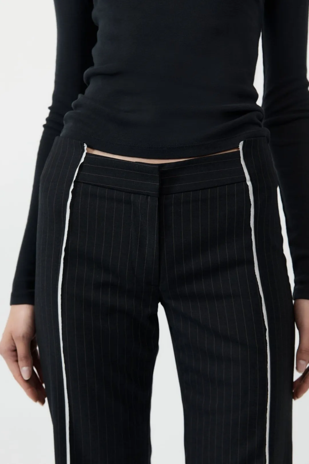 Tailoring*St. Agni Deconstructed Pinstripe Trousers - Black